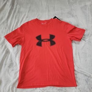 Under Armour Mens Size XL Red UA Big Logo Loose Fit Short Sleeve Tshirt